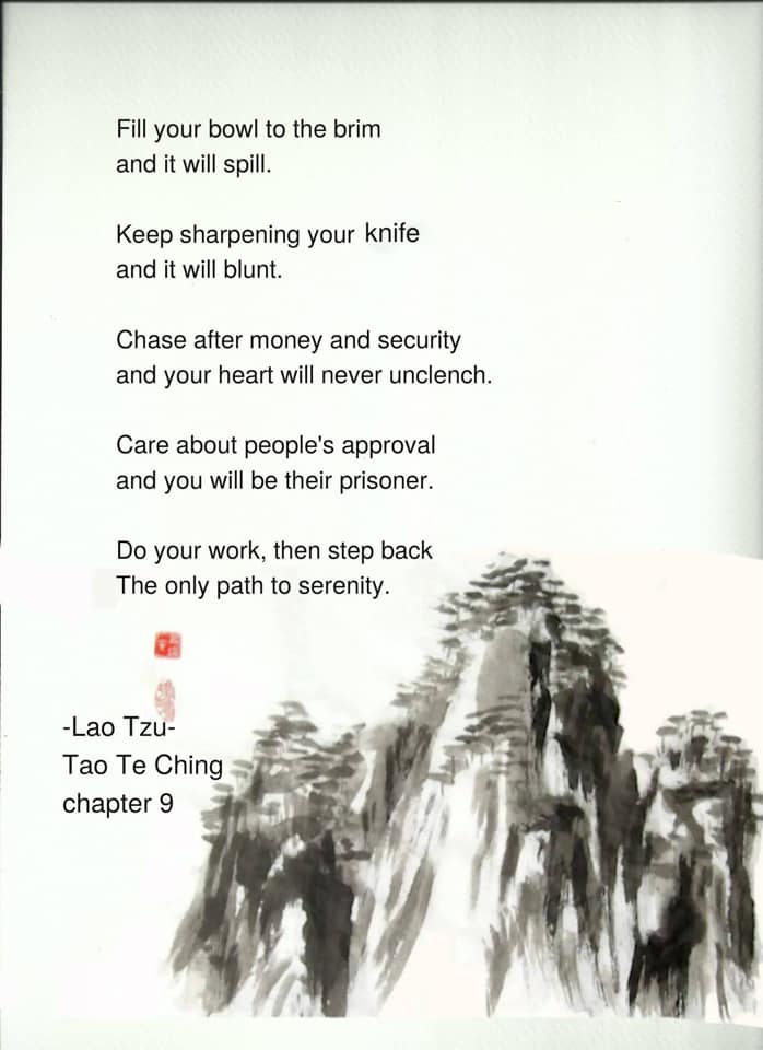 Chapter 9 Tao Te Ching Dao De Jing By Lao Tzu Laozi English And Spanish Translations Commentary Resources Index Concordance Taoism Hanyu Pinyin Romanization